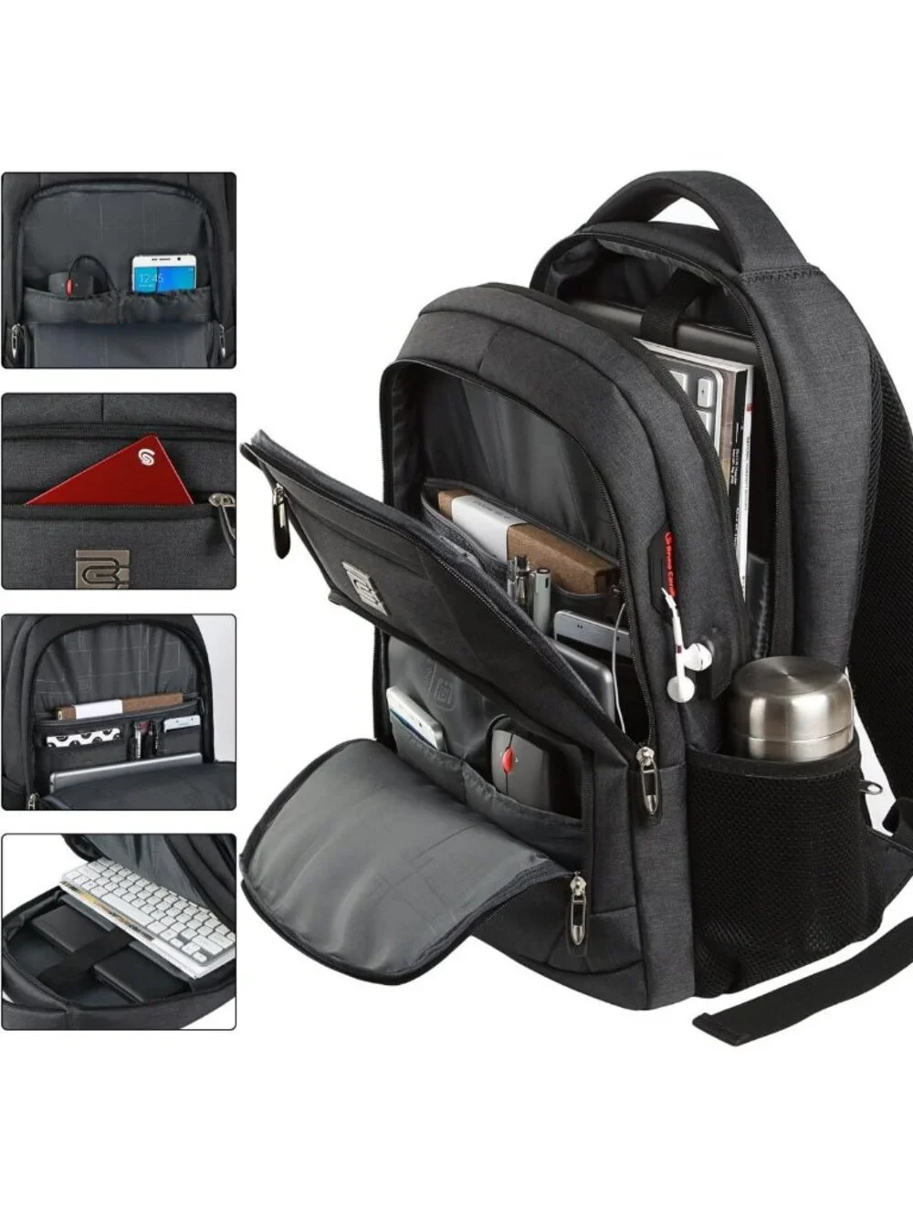 Slim Anti-Theft Laptop Backpack, Water-Resistant College Bag for 15.6
